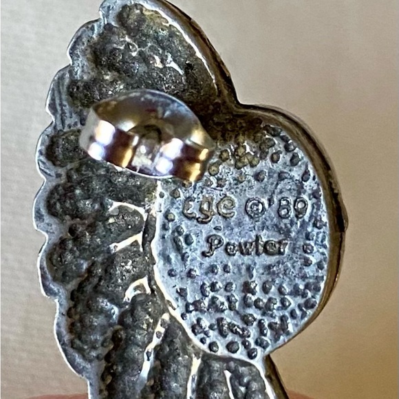 Pewter Turquoise Feather Earrings - Picture 7 of 7